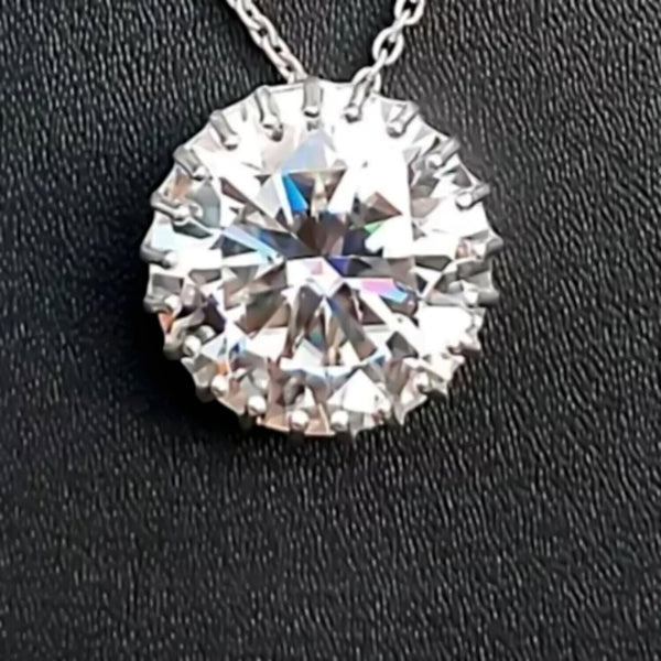 16 Ct Certified F VS1 Moissanite Pendant in Gold Vermeil –Jewelry for Women - View 4 - GEMHUB & CO.