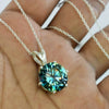 7.80 Ct Certified Round Blue Moissanite Pendant In Vermeil 925 Silver Jewelry - View 2 - GEMHUB & CO.