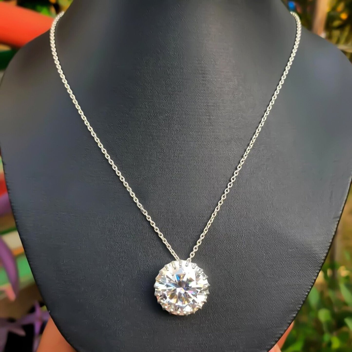 16 Ct Certified F VS1 Moissanite Pendant in Gold Vermeil –Jewelry for Women - View 2 - GEMHUB & CO.