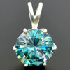 7.80 Ct Certified Round Blue Moissanite Pendant In Vermeil 925 Silver Jewelry - GEMHUB & CO.