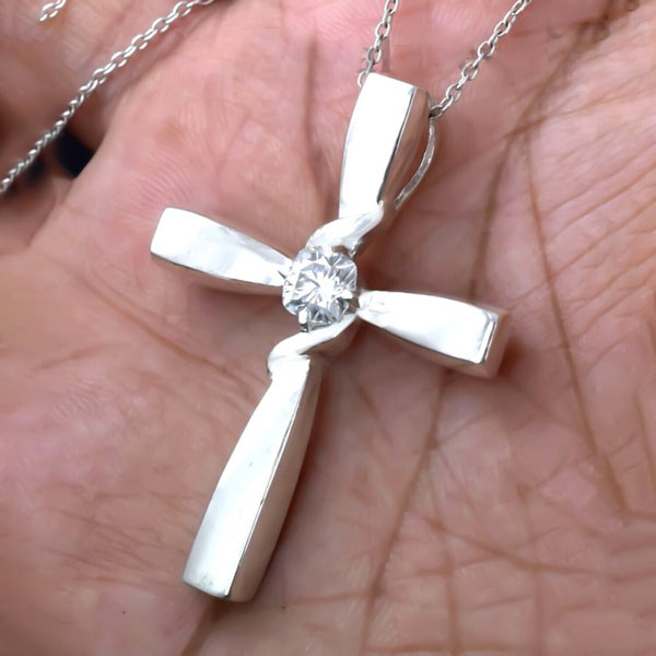 1.80 Ct F VS1 White Moissanite Cross Pendant in – Religious Gift Idea 18K Gold Plat 18K Gold Plated