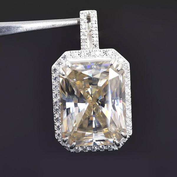 14.50 Ct F VS1 Moissanite Pendant in Gold Vermeil – Special Anniversary Jewelry - View 2 - GEMHUB & CO.