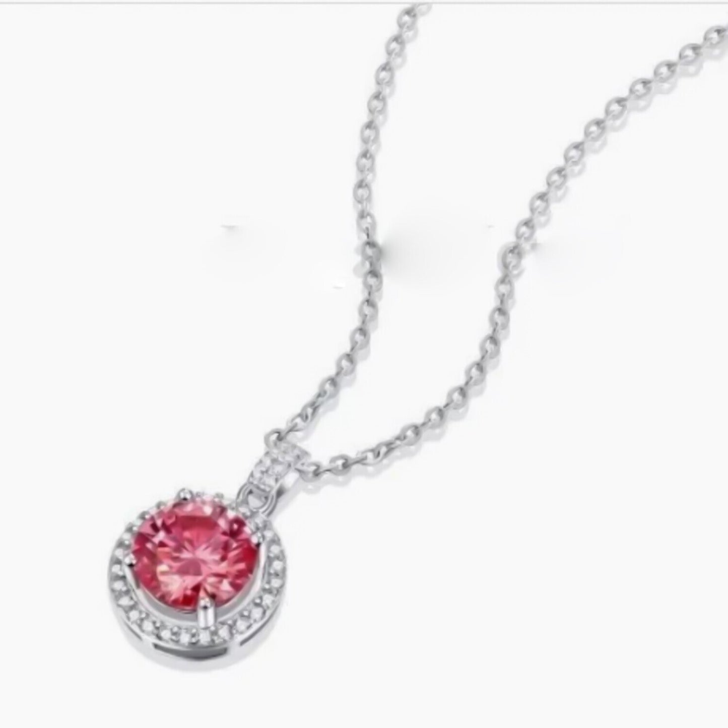 2.50Ct Certified Pink Moissanite Pendant in Gold Vermeil Gift for Birthday - View 3 - GEMHUB & CO.