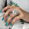 38.00 Ct Certified White Moissanite Solitaire Ring – Statement Piece for Wedding 18 18K Gold Plated