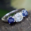 Certified 1.00 Ct White Moissanite Ring with Sapphire Accents – Labor Day Gift 18K 18K Gold Plated