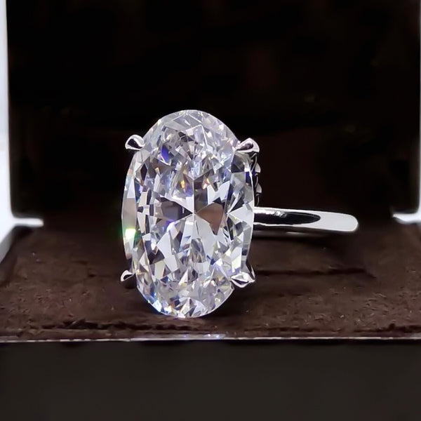 5.20 Ct Oval White Moissanite Solitaire Ring – Timeless Gift for Anniversary 18K Go 18K Gold Plated