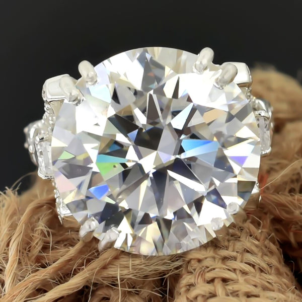 18.85 Ct Certified White Moissanite Solitaire Ring – Glamorous Bridal Jewelry 18K G 18K Gold Plated