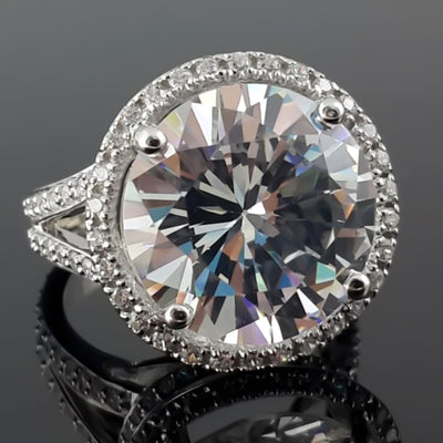 10.00 Ct Certified White Moissanite Solitaire Ring – Classic Engagement Ring 18K Go 18K Gold Plated