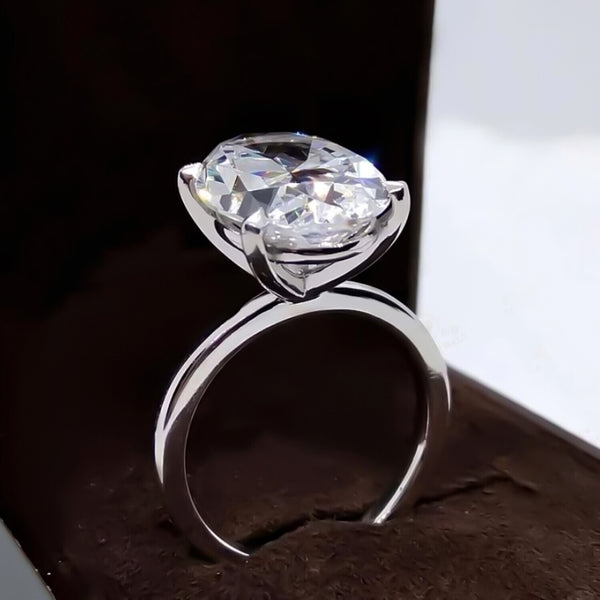 5.20 Ct Oval White Moissanite Solitaire Ring – Timeless Gift for Anniversary 18K Go 18K Gold Plated
