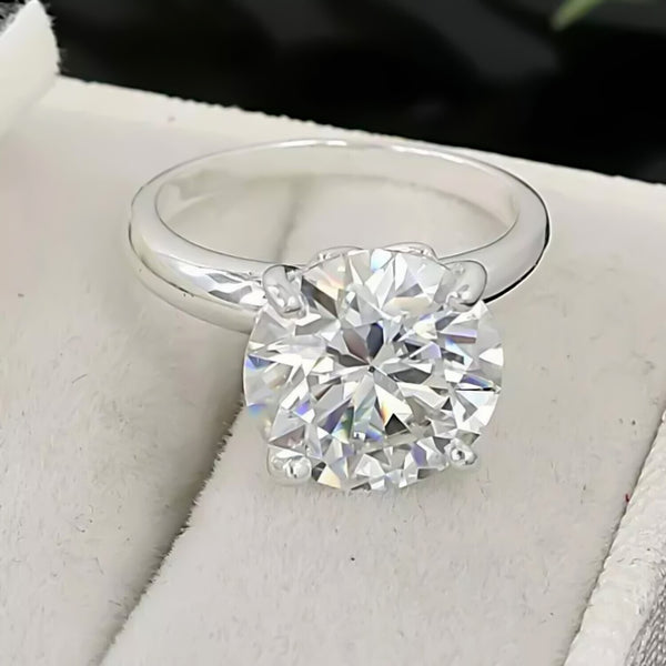 5.05 Ct Certified Round White Moissanite Solitaire Ring in – Gift 18K Gold Plated V 18K Gold Plated
