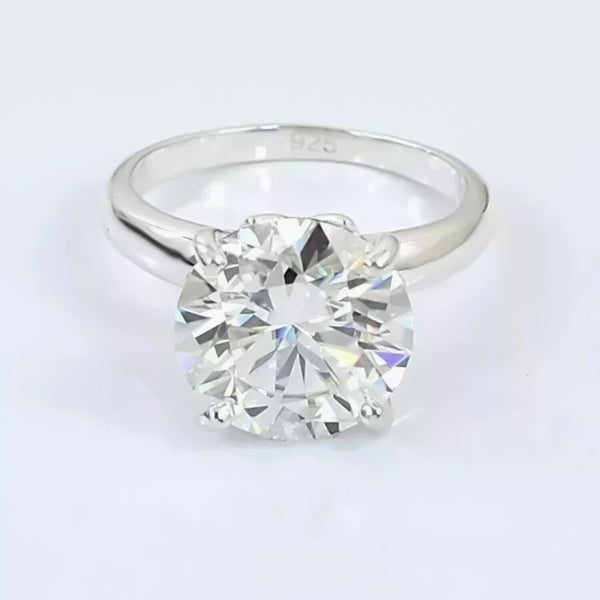 5.05 Ct Certified Round White Moissanite Solitaire Ring in – Gift 18K Gold Plated V 18K Gold Plated