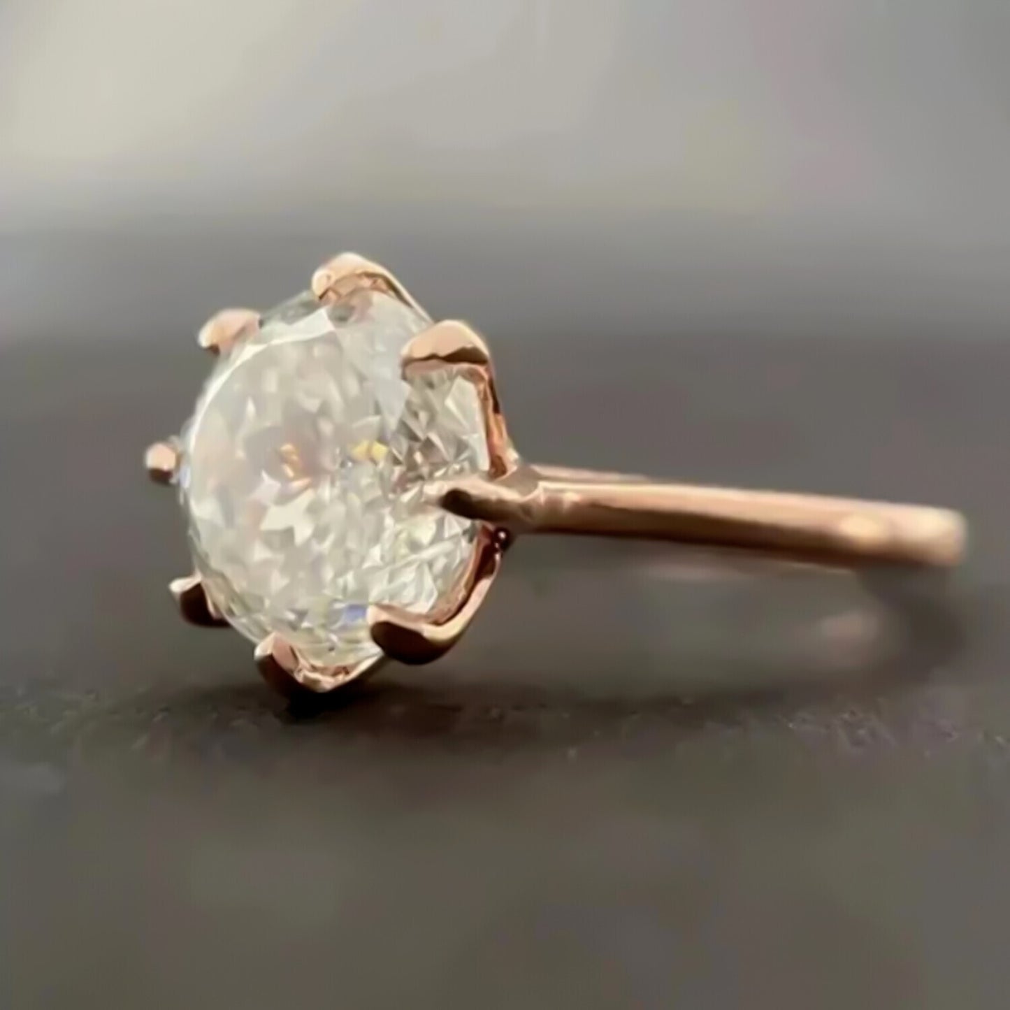 3.25 Ct Portuguese Cut White Moissanite Solitaire Ring – Xmas Gift 18K Gold Plated 18K Gold Plated