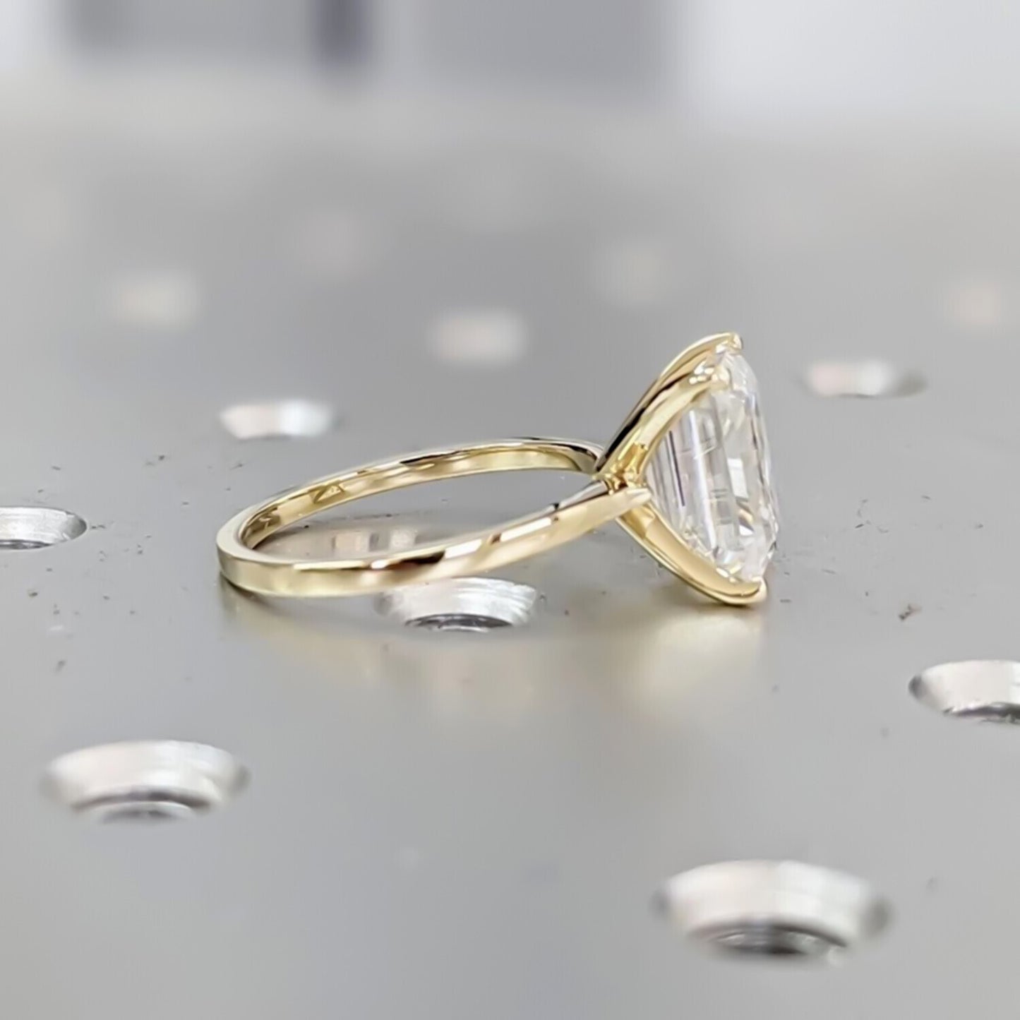 4.24 Ct Certified Emerald Cut White Moissanite Ring – Gift for Her 18K Gold Plated 18K Gold Plated
