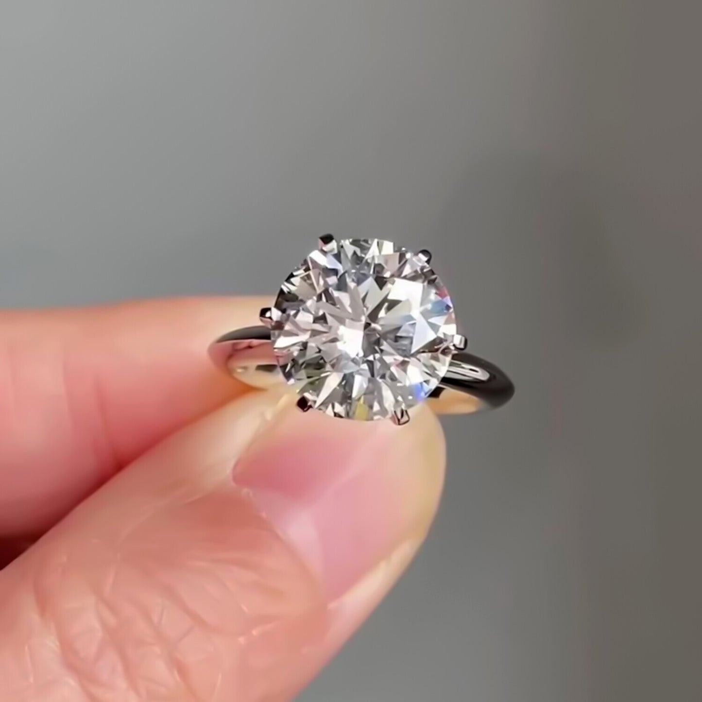 4.12 Ct Certified White Moissanite Solitaire Ring in – Holiday Gift 18K Gold Plated