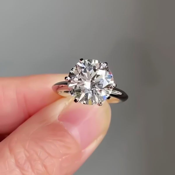 4.12 Ct Certified White Moissanite Solitaire Ring in – Holiday Gift 18K Gold Plated