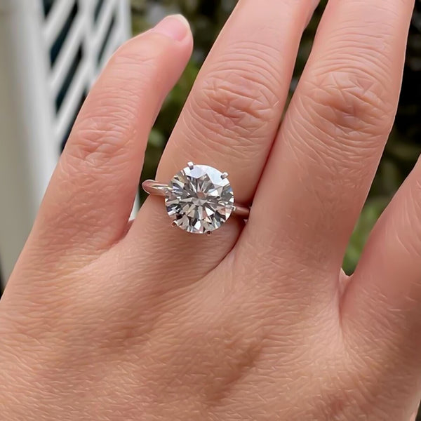 4.12 Ct Certified White Moissanite Solitaire Ring in – Holiday Gift 18K Gold Plated