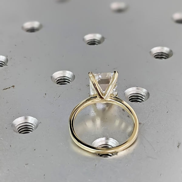4.24 Ct Certified Emerald Cut White Moissanite Ring – Gift for Her 18K Gold Plated 18K Gold Plated