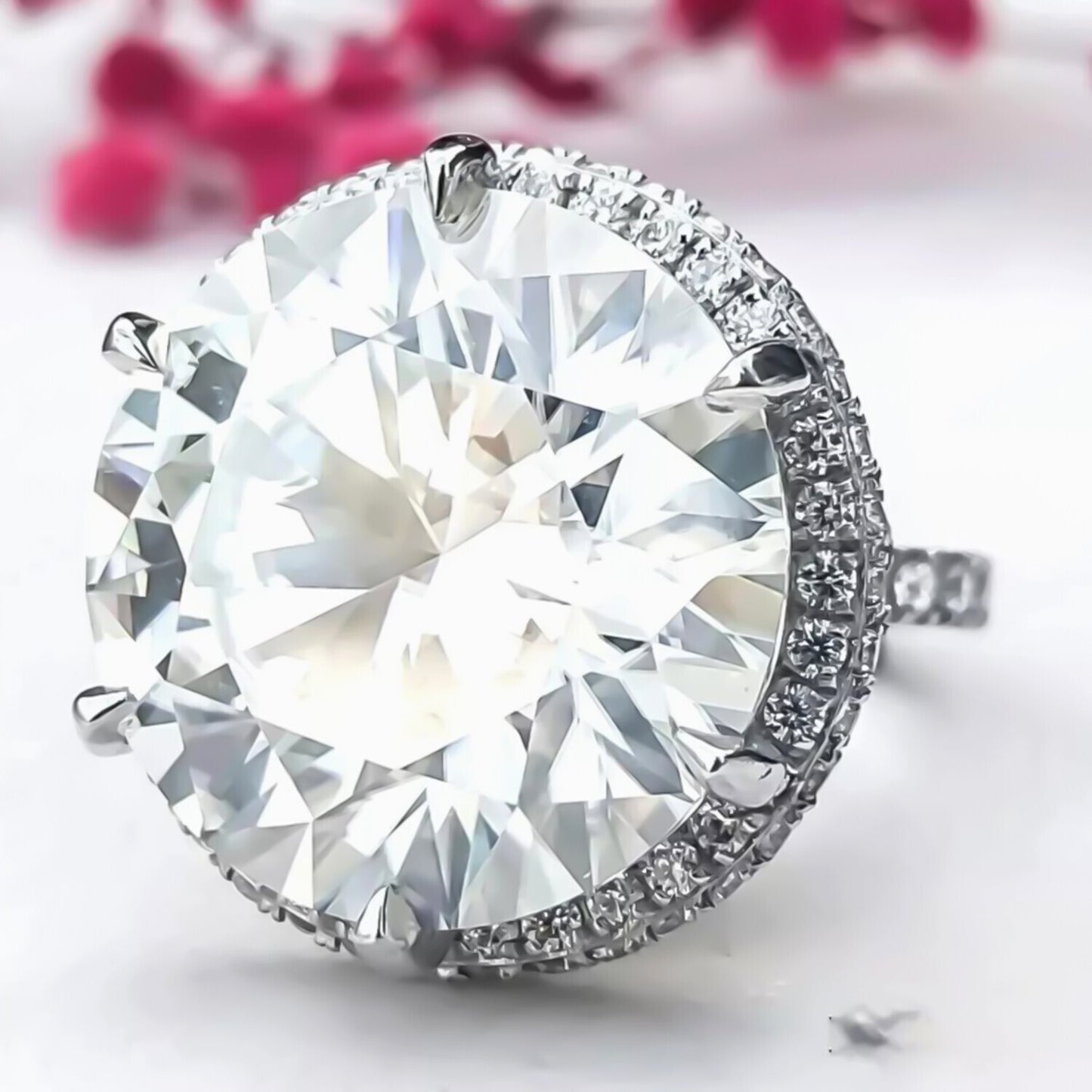 25.50 Ct Certified White Moissanite Solitaire Ring in – Gift for Dad 18K Gold Plate 18K Gold Plated