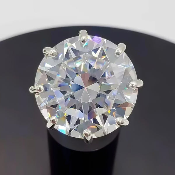 20.50 Ct Certified White Moissanite Solitaire Ring – New Year Gift 18K Gold Plated 18K Gold Plated