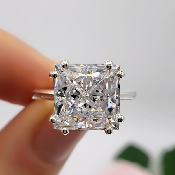 4.70 Ct Princess Cut White Moissanite Solitaire Ring – Gift for Her 18K Gold Plated