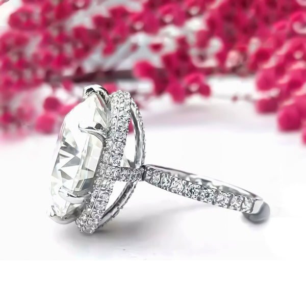 25.50 Ct Certified White Moissanite Solitaire Ring in – Gift for Dad 18K Gold Plate 18K Gold Plated
