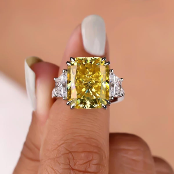 8.20 Ct Champagne Moissanite Solitaire Ring in – Gift for Husband 18K Gold Plated V 18K Gold Plated