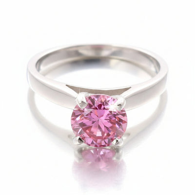 1.00 ct DEW Certified Pink Moissanite Ring – Birthday Gift for Her – 18K Gold Vermeil
