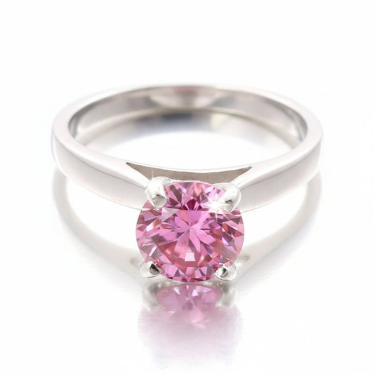 1.00 Ct Certified Pink Moissanite Ring – Birthday Gift for Her in 18K Gold Plated V 18K Gold Plated
