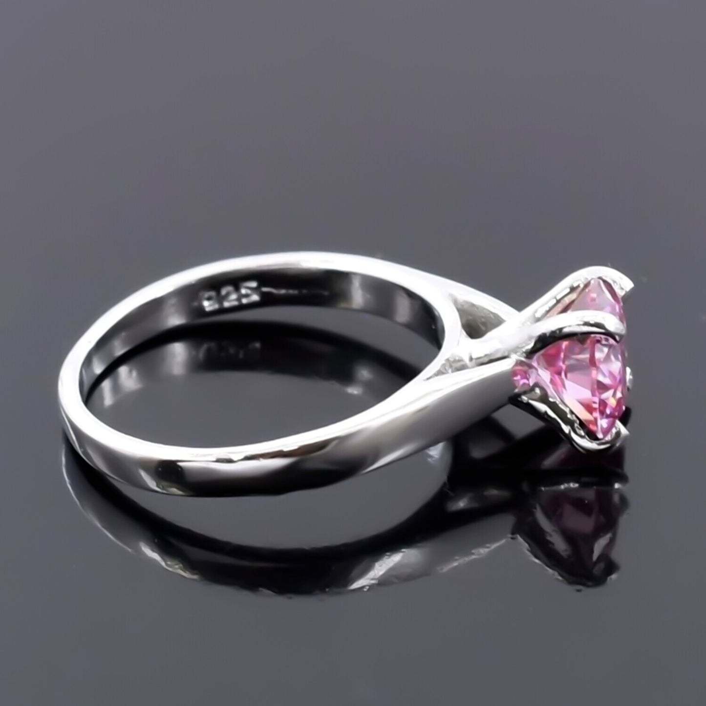 1.00 Ct Certified Pink Moissanite Ring – Birthday Gift for Her in 18K Gold Plated V 18K Gold Plated