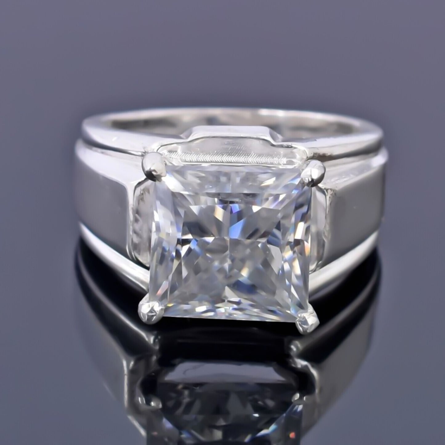 4.50 Ct Princess Cut Certified White Moissanite Ring – Wedding Gift in 18K Gold Pla 18K Gold Plated