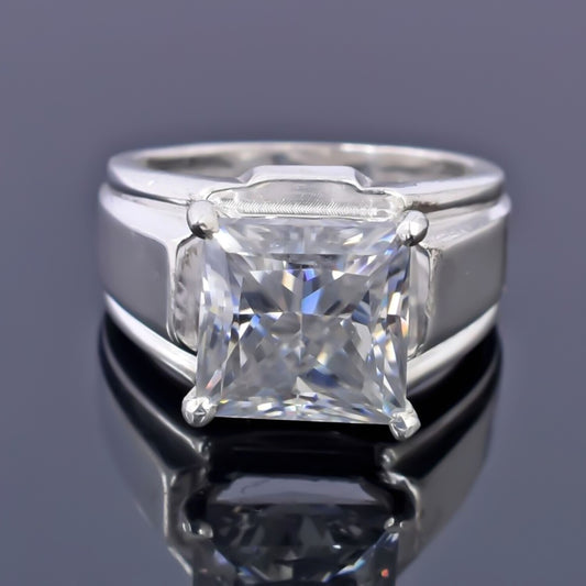 4.50 Ct Princess Cut Certified White Moissanite Ring – Wedding Gift in 18K Gold Pla 18K Gold Plated