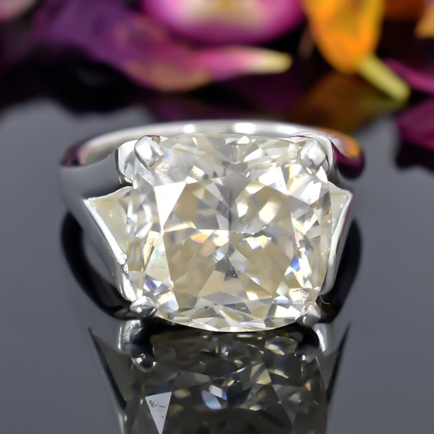 9.30 Ct Certified White Moissanite Ring in – Luxury Gift for Women 18K Gold Plated 18K Gold Plated