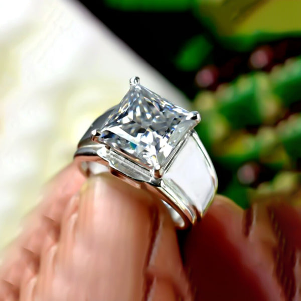 4.50 Ct Princess Cut Certified White Moissanite Ring – Wedding Gift in 18K Gold Pla 18K Gold Plated
