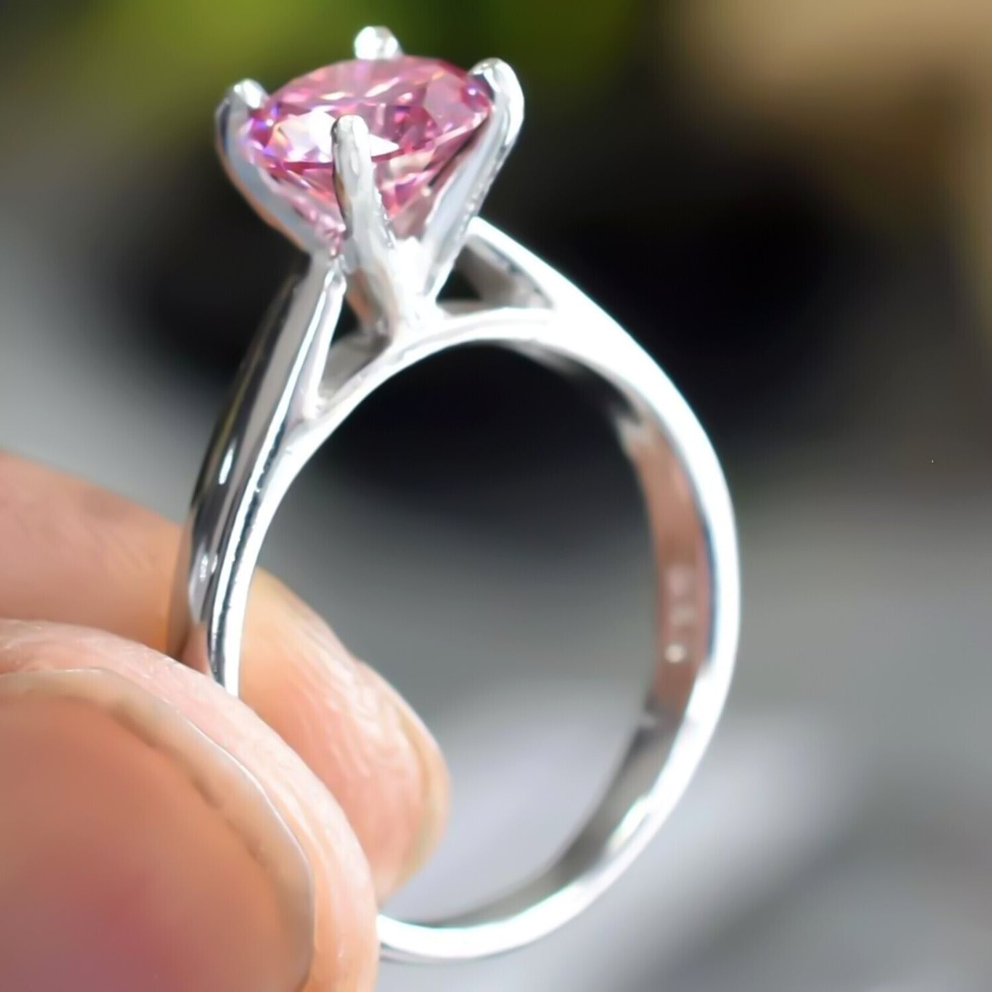 1.00 Ct Certified Pink Moissanite Ring – Birthday Gift for Her in 18K Gold Plated V 18K Gold Plated