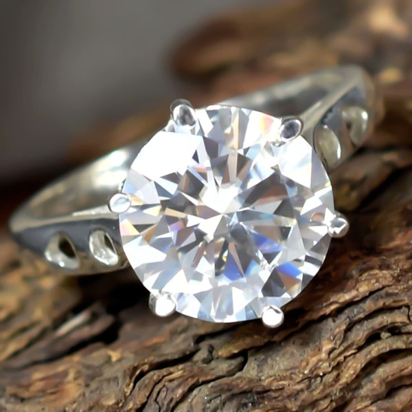3.65 Ct Certified White Moissanite Ring in – Christmas Gift Jewelry 18K Gold Plated