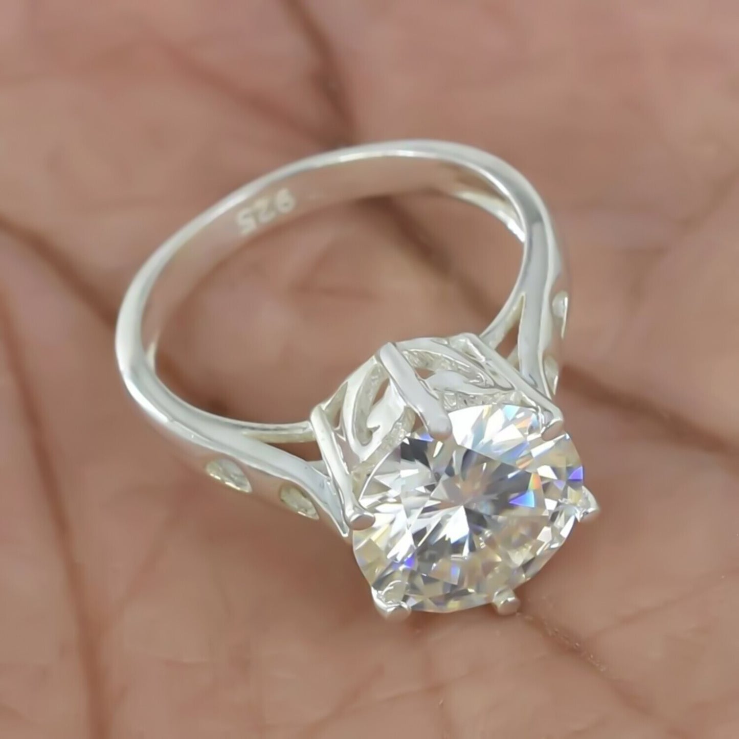 3.65 Ct Certified White Moissanite Ring in – Christmas Gift Jewelry 18K Gold Plated