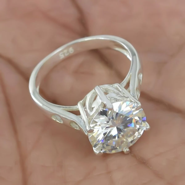 3.65 Ct Certified White Moissanite Ring in – Christmas Gift Jewelry 18K Gold Plated