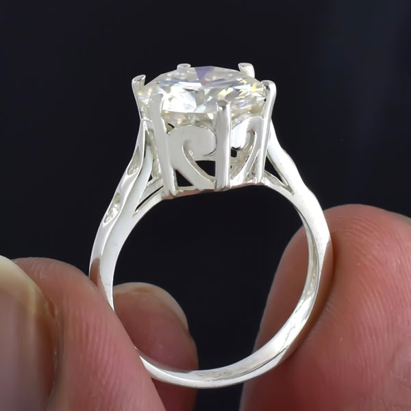 3.65 Ct Certified White Moissanite Ring in – Christmas Gift Jewelry 18K Gold Plated