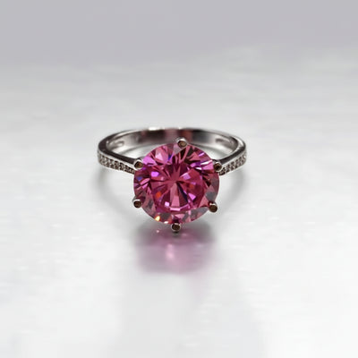 1.50 Ct Certified Pink Moissanite Ring – Engagement Jewelry in 18K Gold Plated Verm 18K Gold Plated