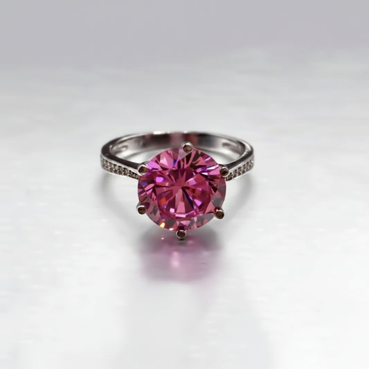 1.50 Ct Certified Pink Moissanite Ring – Engagement Jewelry in 18K Gold Plated Verm 18K Gold Plated