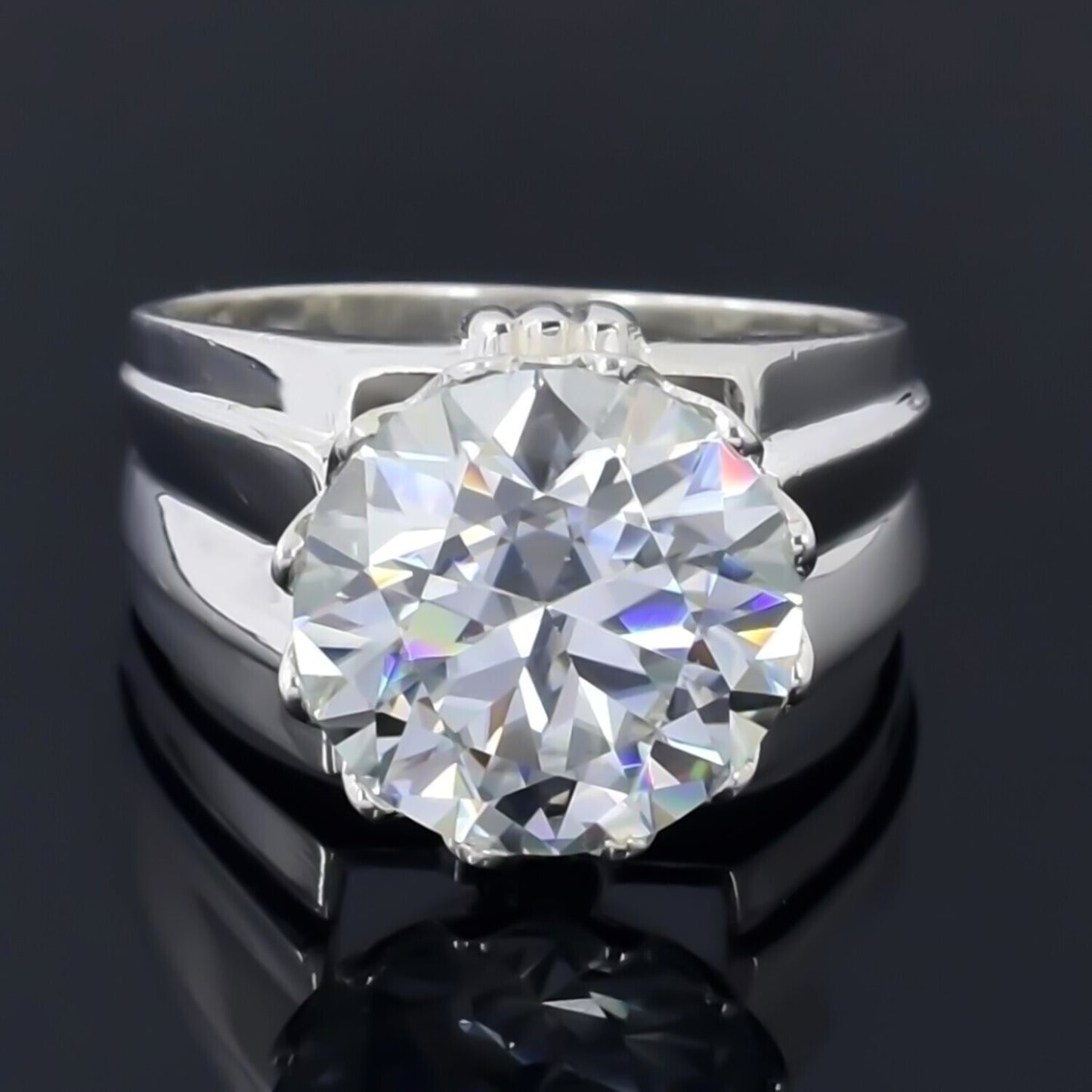 6.65 Ct Certified White Moissanite Ring – Anniversary Jewelry in 18K Gold Plated Ve 18K Gold Plated