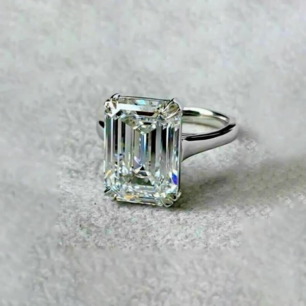 4.95 Ct Certified White Moissanite Solitaire Ring – Gift for Wife in 18K Gold Plate 18K Gold Plated