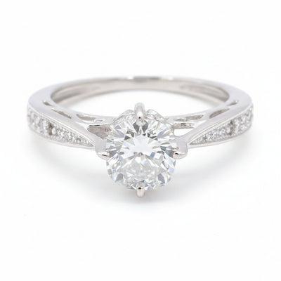 1.45 ct DEW Certified White Moissanite Ring – Birthday Gift for Her – 18K Gold Vermeil