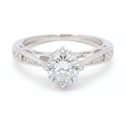 1.45 Ct Certified White Moissanite Ring – Birthday Gift for Her in 18K Gold Plated 18K Gold Plated