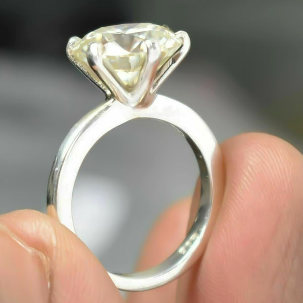4.55 Ct Certified White Moissanite Ring – Birthday Gift for Women in 18K Gold Plate 18K Gold Plated