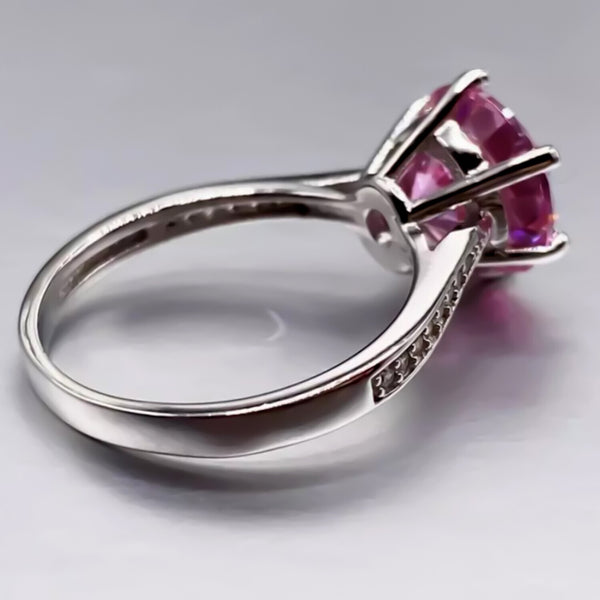 1.50 Ct Certified Pink Moissanite Ring – Engagement Jewelry in 18K Gold Plated Verm 18K Gold Plated