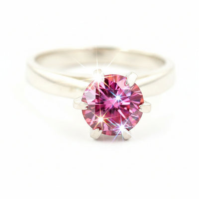 2.50 Ct Certified Pink Moissanite Engagement Ring – Gift for Her in 18K Gold Plated