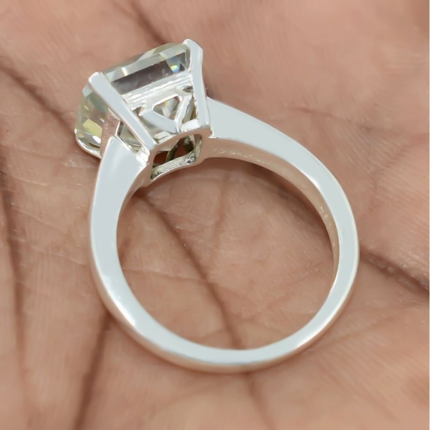 6.15 Ct Certified White Moissanite Solitaire Ring – Fall Gift for Her in Silver 18K 18K Gold Plated