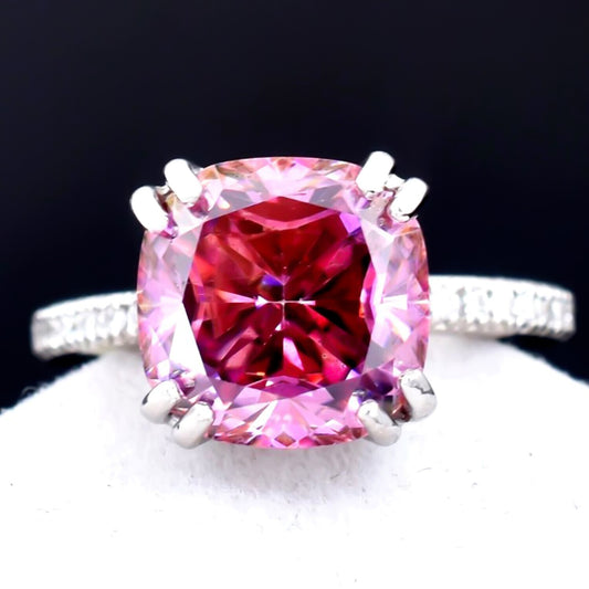 Certified Natural 5.2 Ct Radiant Cut Moissanite Ring in 18K Gold Plated