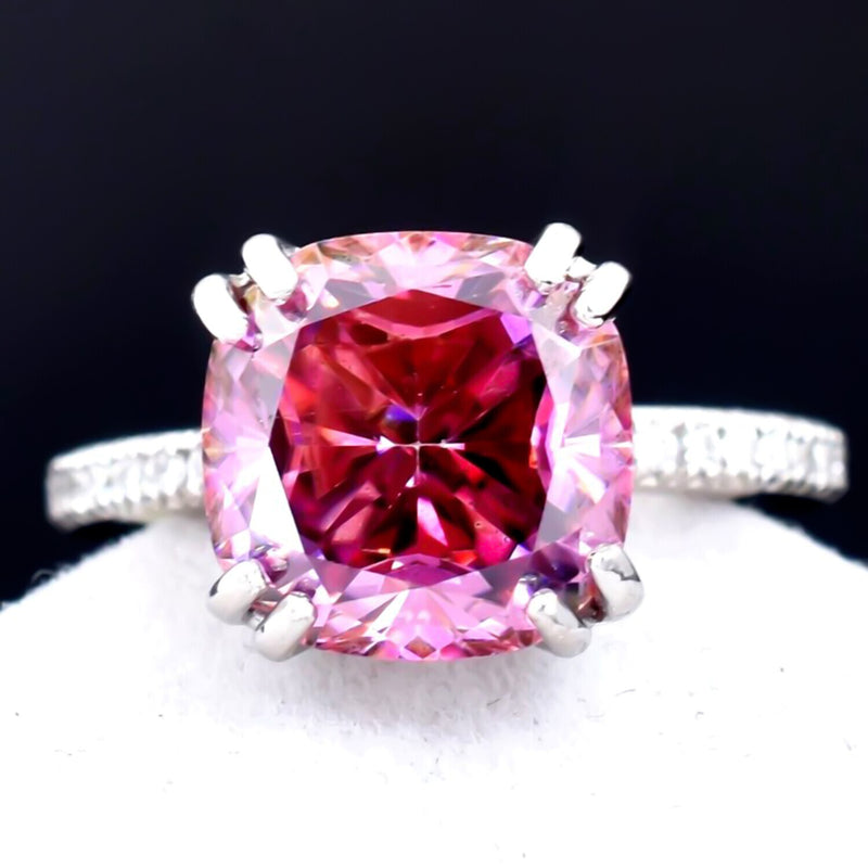 Certified Natural 5.2 Ct Radiant Cut Moissanite Ring in 18K Gold Plated
